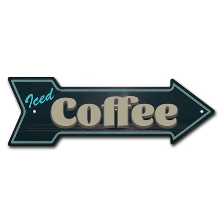 Signmission Iced Coffee Arrow Sign Funny Home Decor 30in Wide P-ARROW10-999805